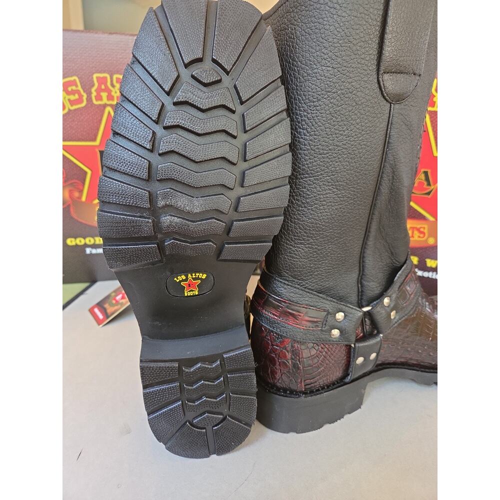 Los Altos Men's Genuine Caiman Tail Motorcycle Boots Square Toe Biker WIde 13 EE - Picture 5 of 7